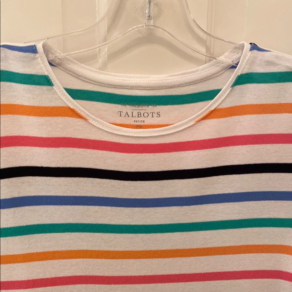 Talbots Colorful Striped Short Sleeve Tee, Sz. MP - Picture 4 of 7